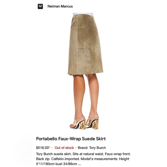 TORY BURCH Faux Wrap Suede Skirt - Picture 6 of 6